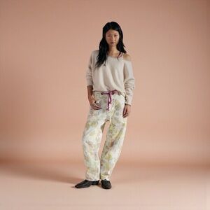 We The Free Free People Moxie Barrel Jeans – Ivory Combo Floral Flock – Size 32